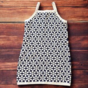Paisley Lane Girls 12 Sweater Tunic Top Navy White Floral Knit Sleeveless